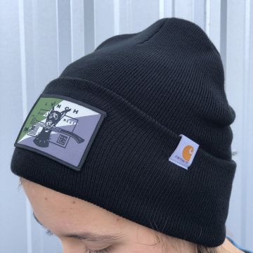 Carhartt Black Beanie - Camo Dog Patch