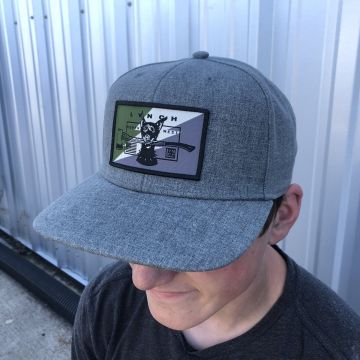 RED LABEL CAP - GREY - LYNCHNW CAMO PATCH