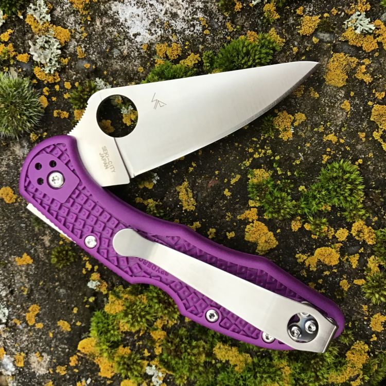 Spyderco Delica 4 Purple FRN VG-10 Blade Deep Carry Titanium Clip