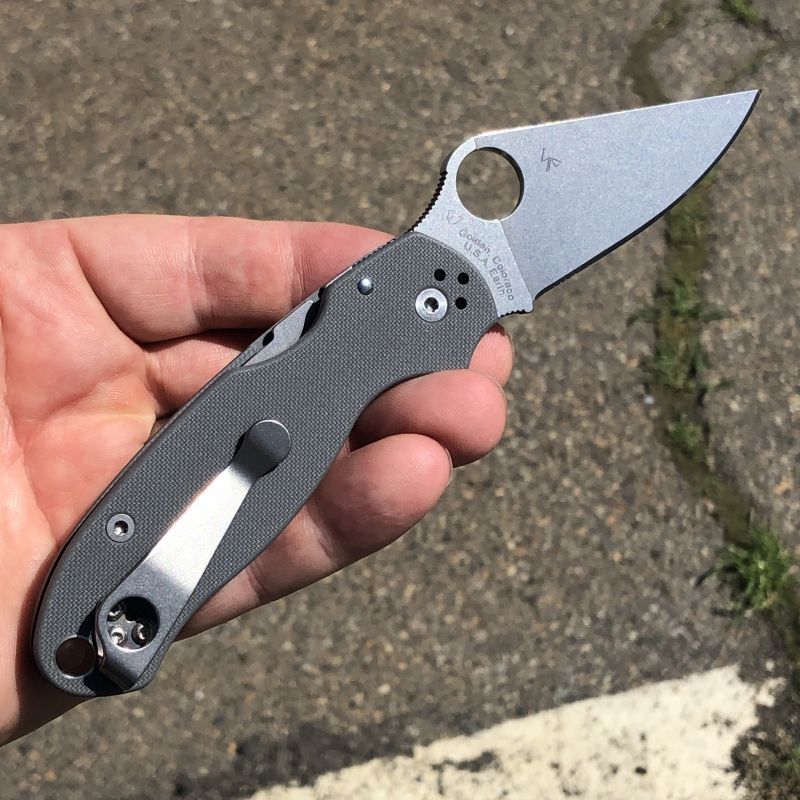 Spyderco Para 3 Gray G10 Scales Maxamet Blade Deep Carry Titanium Clip