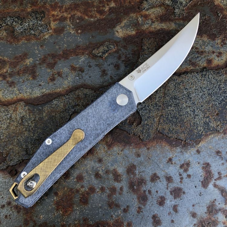 GiantMouse ACE Clyde Denim Micarta CPM 20cv Satin Blade Titanium Deep Carry Clip