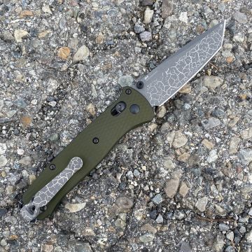 Benchmade Bailout AXIS Lock Green Aluminum Scales 3.38" Gray CPM M4 Blade Deep Carry Titanium Clip