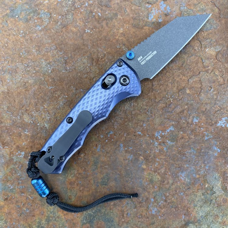 Benchmade Full Immunity Crater Blue Scales 2.5" CPM-M4 Black Blade Deep Carry Titanium Clip