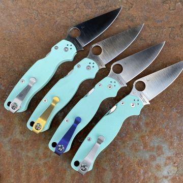 Spyderco Para 2 Teal G10 Scales Satin S90V Blade Deep Carry Titanium Clip - MGE Wholesale Exclusive