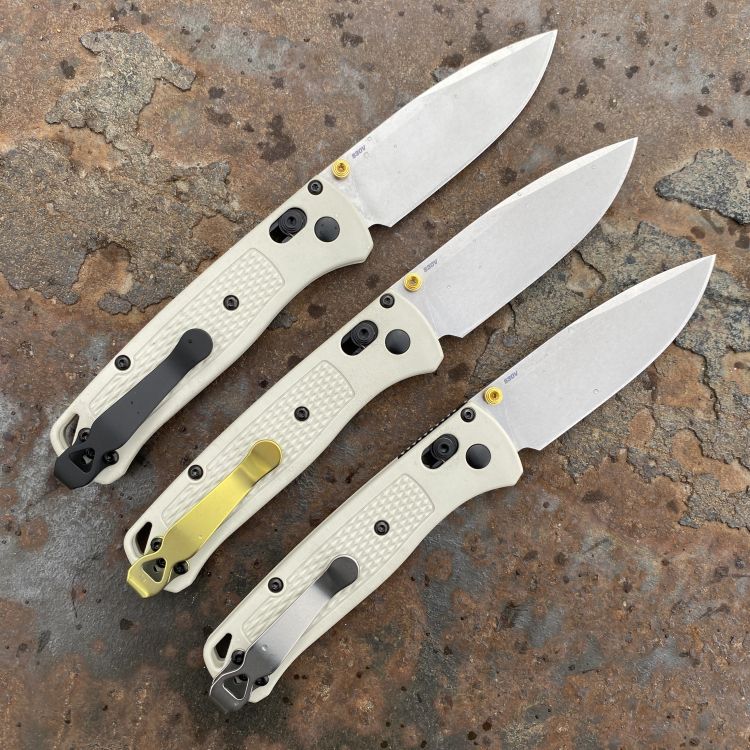 Benchmade Bugout Tan Grivory Scales 3.2" CPM S30V Blade Deep Carry Titanium Clip