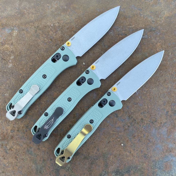 Benchmade Mini Bugout Sage Green Grivory Scales 2.875" Silver S30V Blade Deep Carry Titanium Clip