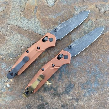 Benchmade Mini Osborne Burnt Copper Aluminum Scales 2.9" BW MagnaCut Blade Deep Carry Titanium Clip