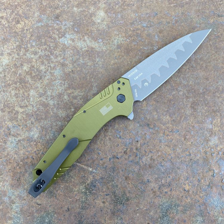 Kershaw Dividend Assisted Opening Olive Green Aluminum Composite Blade Deep Carry Titanium Clip