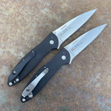 Kershaw Leek Assisted Liner Lock Black Aluminum Stonewashed Sandvik 14C28N Deep Carry Titanium Clip