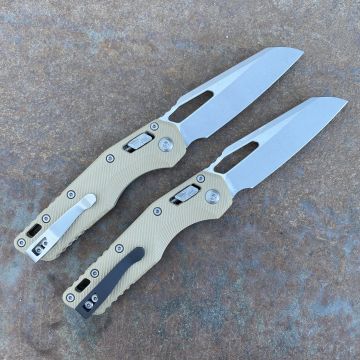 Microtech MSI Ram-Lok Fluted Tan G-10 Stonewashed M390 Deep Carry Titanium Clip