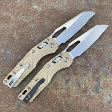 Microtech MSI Ram-Lok Frag Tan G-10 Stonewashed M390 Deep Carry Titanium Clip