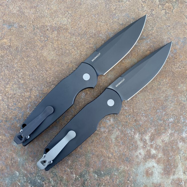 Pro-Tech TR-3 Auto Black Grooved Aluminum Black Magnacut Blade Deep Carry Titanium Clip