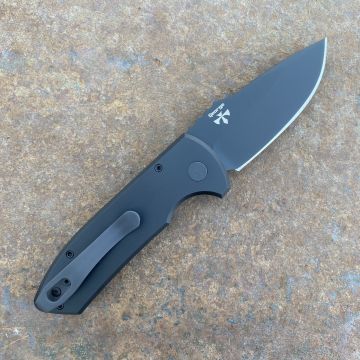 Pro-Tech Les George SBR Auto Textured Black Aluminum Black DLC S35V Blade Deep Carry Titanium Clip