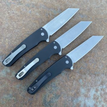 Pro-Tech Malibu Black Aluminum Stone Reverse Tanto Magnacut Blade Deep Carry Titanium Clip