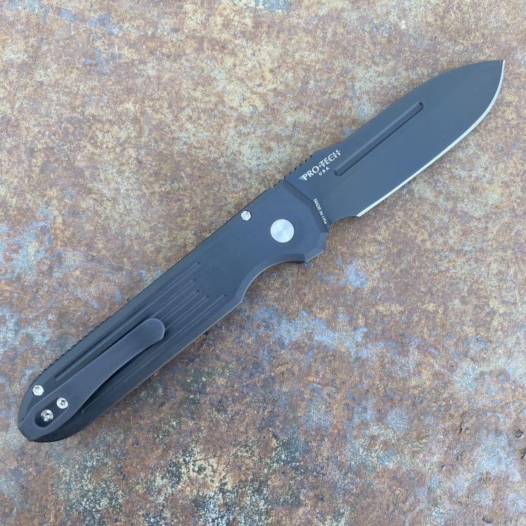 Pro-Tech PDW Auto Invictus Black Aluminum Stone Magnacut Blade Deep Carry Titanium Clip