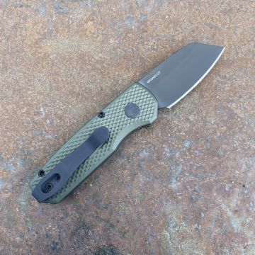 Pro-Tech Runt 5 Auto Textured Green Aluminum REV Tanto DLC Magnacut Blade Deep Carry Titanium Clip