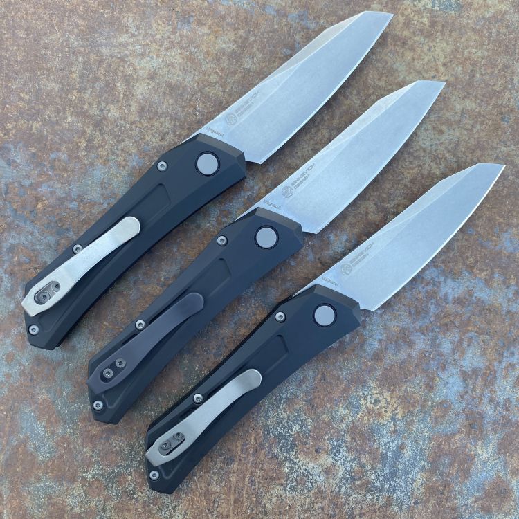 Pro-Tech Sinkevich Oligarch Black Aluminum Stone Magnacut Blade Deep Carry Titanium Clip