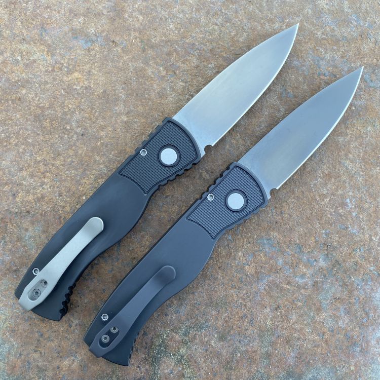 Pro-Tech TR-2 Auto Black Aluminum Smoky Grey DLC Magnacut Blade Deep Carry Titanium Clip