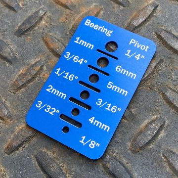 Skiff Workshop Cage Bearings Cheat Sheet - Test Fit Cards - Blue Anodized