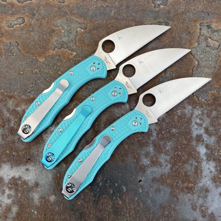 Spyderco Delica 4 Tantalizing Teal FRN Satin Wharncliffe S30V Blade Deep Carry Titanium Clip