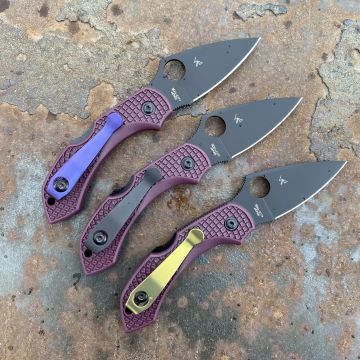 Spyderco Dragonfly 2 Burgundy FRN Black Micro-Melt PD#1 Deep Carry Titanium Clip