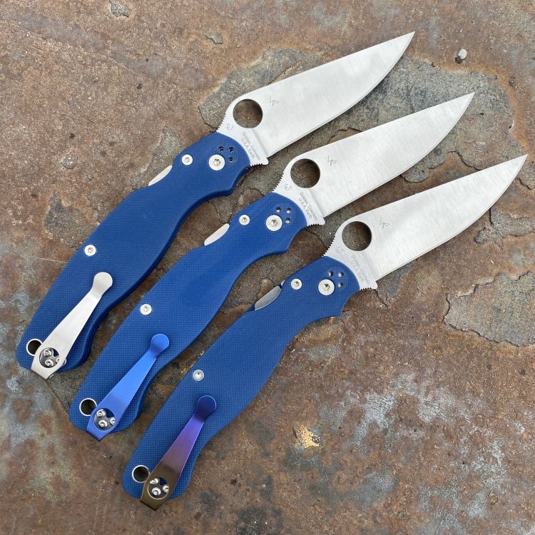 Spyderco Military 2 Cobalt Blue G10 Scales Satin CPM SPY27 Blade Deep Carry Titanium Clip