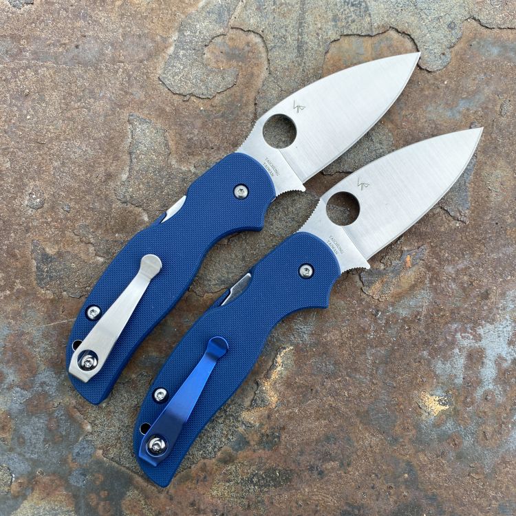 Spyderco Sage 5 Cobalt Blue G-10 Scales Satin SPY27 Blade Deep Carry Titanium Clip