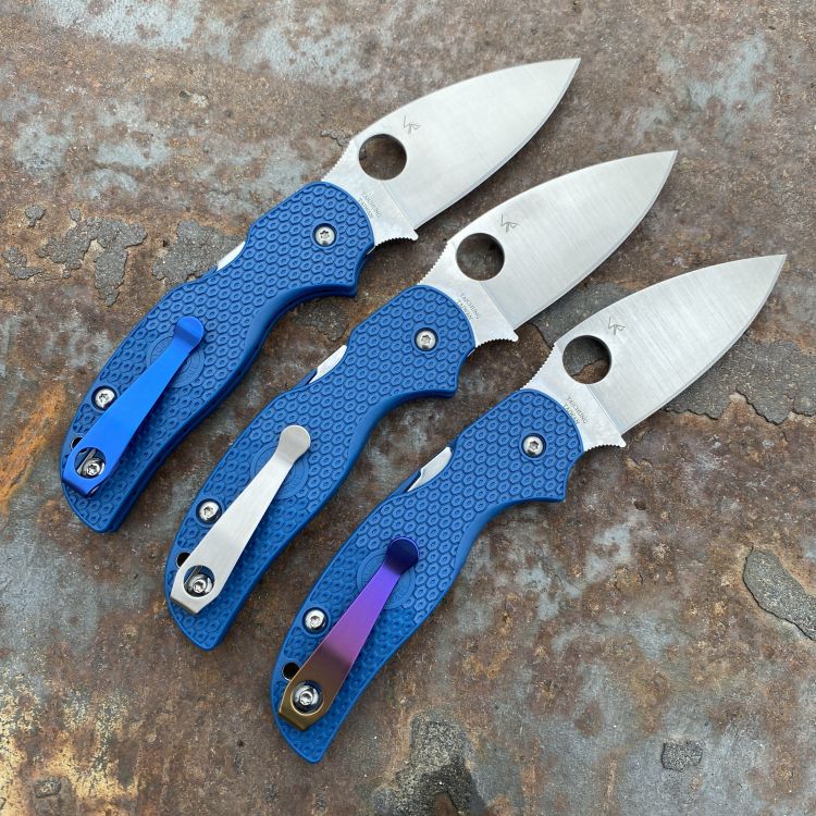 Spyderco Sage 5 LW Cobalt Blue FRN Scales Satin SPY27 Blade Deep Carry Titanium Clip