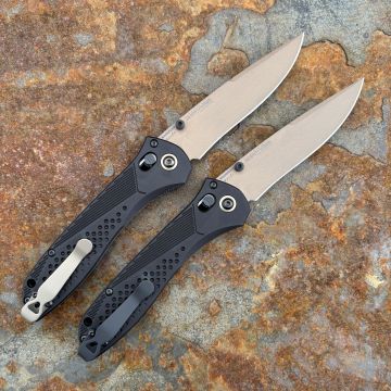 Benchmade Seven | Ten AXIS Black Aluminum FDE PVD CPM MagnaCut Deep Carry Titanium Clip