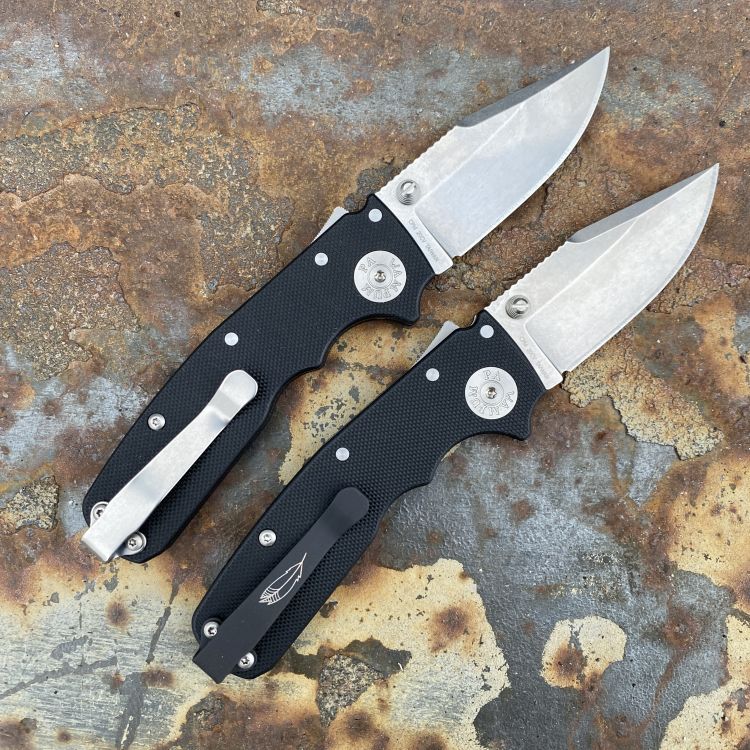 Demko Shark Cub Black G10 Scales Stonewashed 20CV Clip Point Blade Deep Carry Titanium Clip