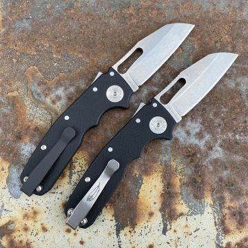 Demko Shark Cub Black G10 Scales Stonewashed 20CV Shark Foot Blade Deep Carry Titanium Clip