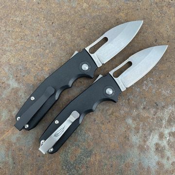 Demko Shark Cub Black Polymer Stonewashed AUS10A Slicer Shark Blade Deep Carry Titanium Clip