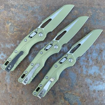 Microtech MSI Ram-Lok Crocodile Tri-Grip Polymer Vintage Green M390 Deep Carry Titanium Clip