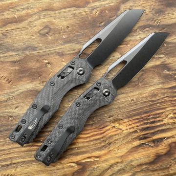 Microtech MSI Ram-Lok Signature Series Black Fluted Carbon Fiber DLC M390 Deep Carry Titanium Clip