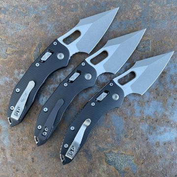 Microtech Stitch Ram-Lok Fluted Black Aluminum Apocalyptic M390 Deep Carry Titanium Clip