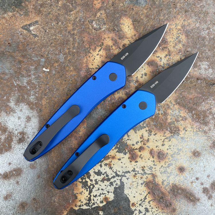 Pro-Tech Half-Breed Auto Newport Blue Aluminum Black S35V Sprint Blade Deep Carry Titanium Clip