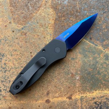 Pro-Tech Sprint Auto Black Aluminum Sapphire Blue S35V Blade Deep Carry Titanium Clip