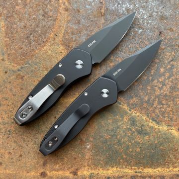 Pro-Tech Sprint Auto Swirl Milled Black Aluminum DLC S35V Blade Deep Carry Titanium Clip