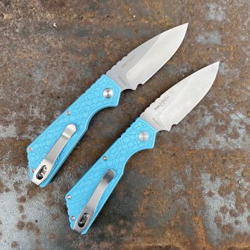 Pro-Tech Strider PT+ Auto T. Blue Aluminum Gridlock Stone Magnacut Blade Deep Carry Titanium Clip