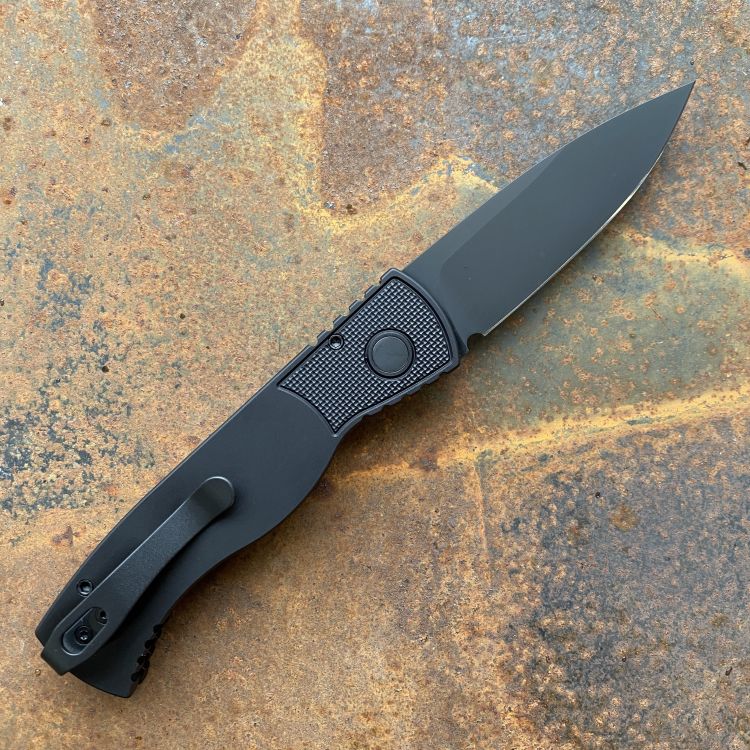 Pro-Tech TR-2 Auto Textured Black Aluminum DLC MagnaCut Blade Deep Carry Titanium Clip