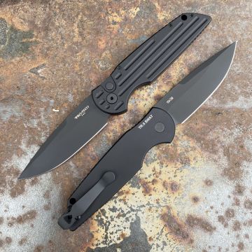 Pro-Tech TR-3 Auto SWAT Black Grooved Aluminum Black 154CM Blade Deep Carry Titanium Clip