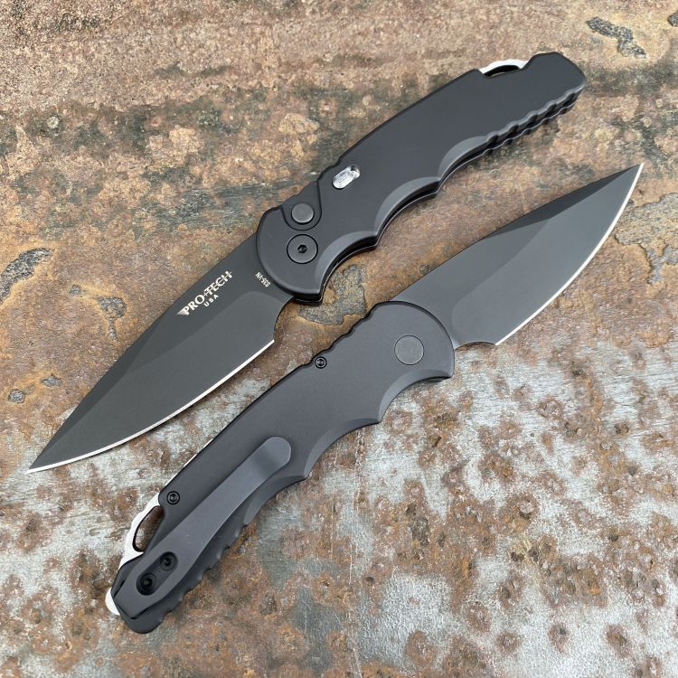 Pro-Tech TR-5 Auto Black Aluminum DLC S35V Blade Deep Carry Titanium Clip