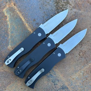 Pro-Tech Emerson CQC-7 Auto Black Aluminum Stonewashed 20CV Blade Deep Carry Titanium Clip