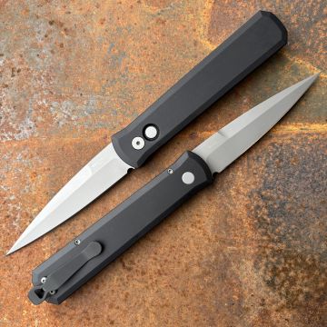 Pro-Tech Godfather Black Aluminum Beadblasted 154CM Blade Deep Carry Titanium Clip