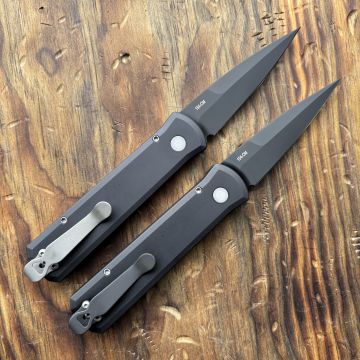 Pro-Tech Godson Auto Black Aluminum Black 154CM Blade Deep Carry Titanium Clip