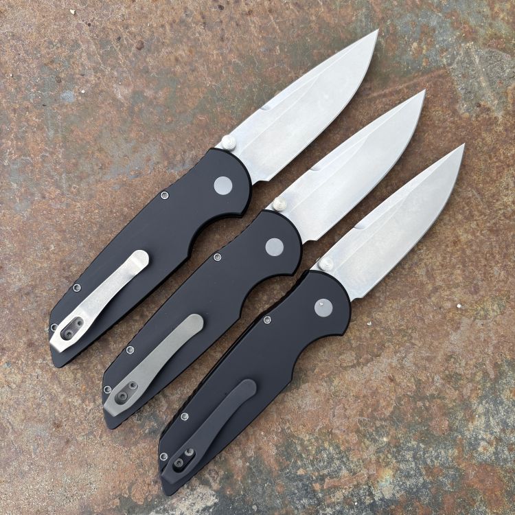 Pro-Tech TR-3 Integrity Black Aluminum Stonewashed S35V Blade Deep Carry Titanium Clip