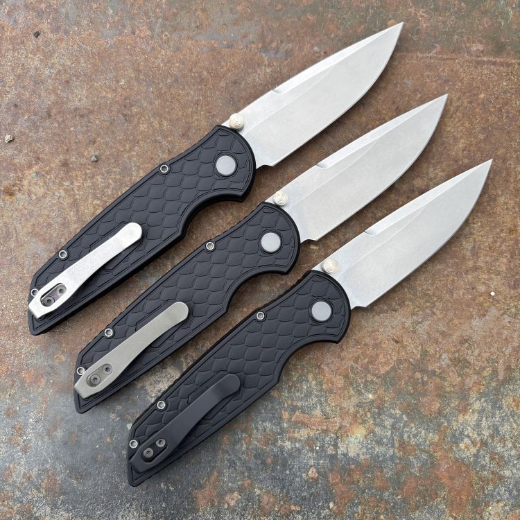 Pro-Tech TR-3 Integrity Black Reptile Textured Aluminum Stone S35V Blade Deep Carry Titanium Clip