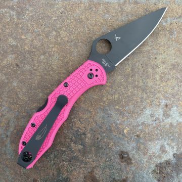 Spyderco Delica 4 Pink FRN Black S30V Blade Deep Carry Titanium Clip