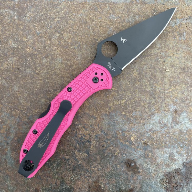 Spyderco Delica 4 Pink FRN Black S30V Blade Deep Carry Titanium Clip