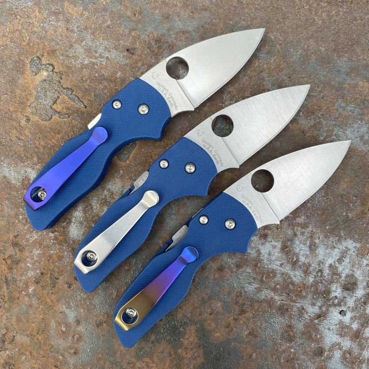 Spyderco Lil' Native Cobalt Blue G10 Scales Satin SPY27 Blade Deep Carry Titanium Clip